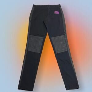 FOREVER 21 Women’s Small (long) Black Leggings Faux Leather Accents